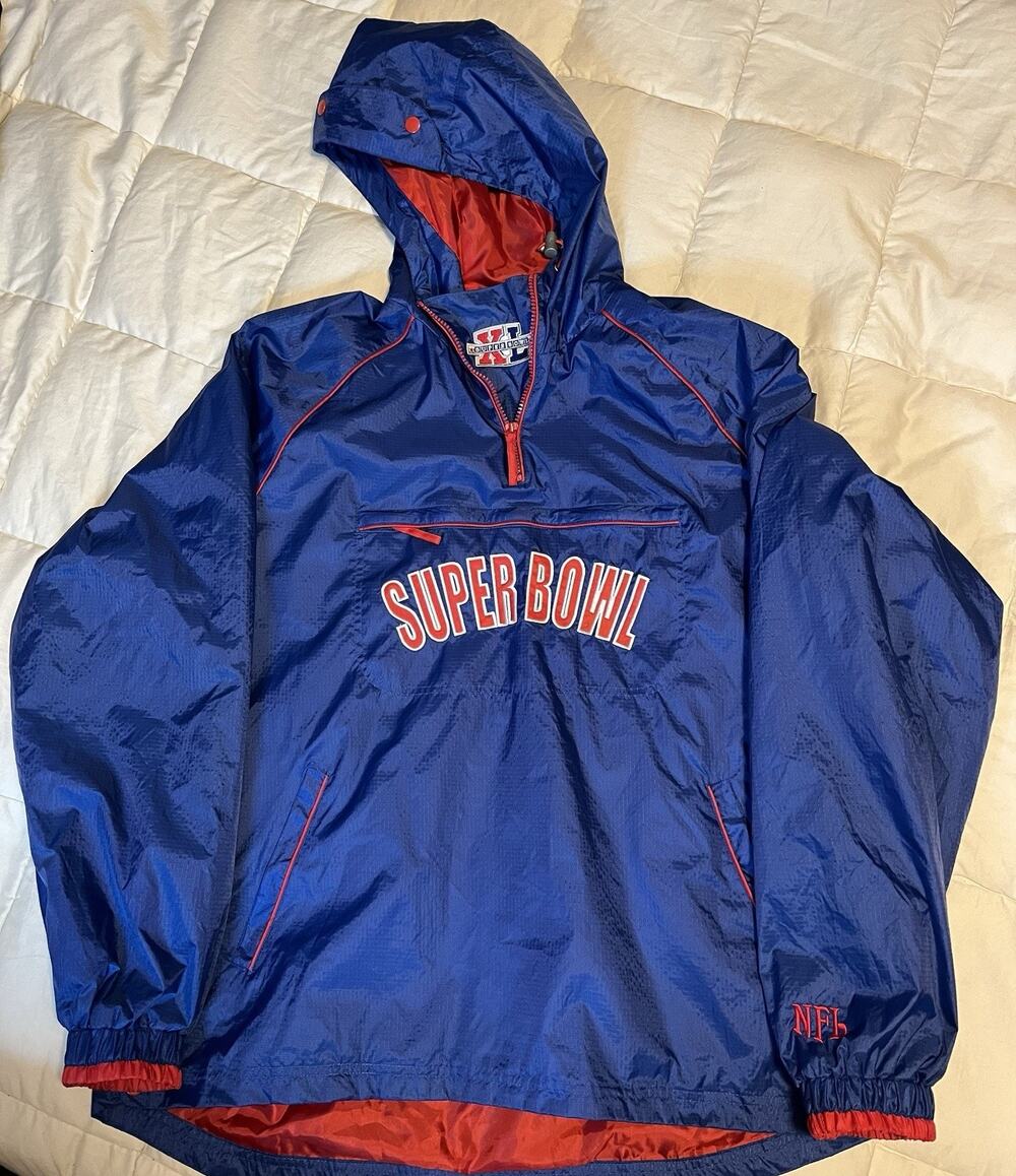 NFL Team Apparel Super Bowl XL (40) 1/4 Zip Windbreaker Hooded Jacket Men Large